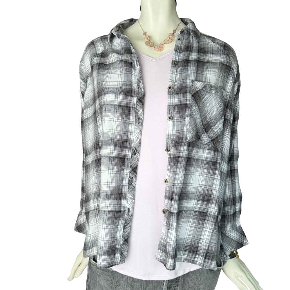 NOBO Plaid Button Down Shirt Black White 100% Cotton Fall Heritage Grungecore‎ M
